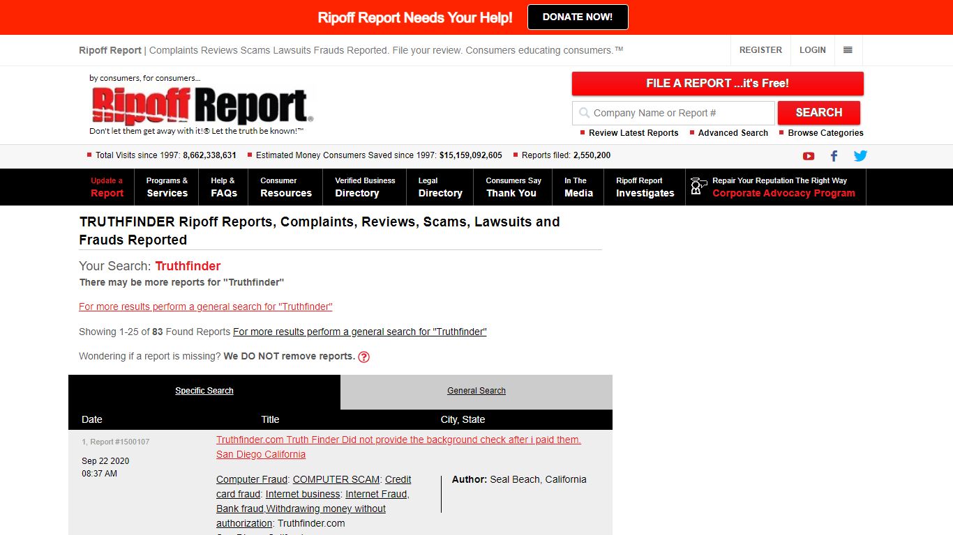 Ripoff Report | Truthfinder complaints, reviews, scams, lawsuits and ...